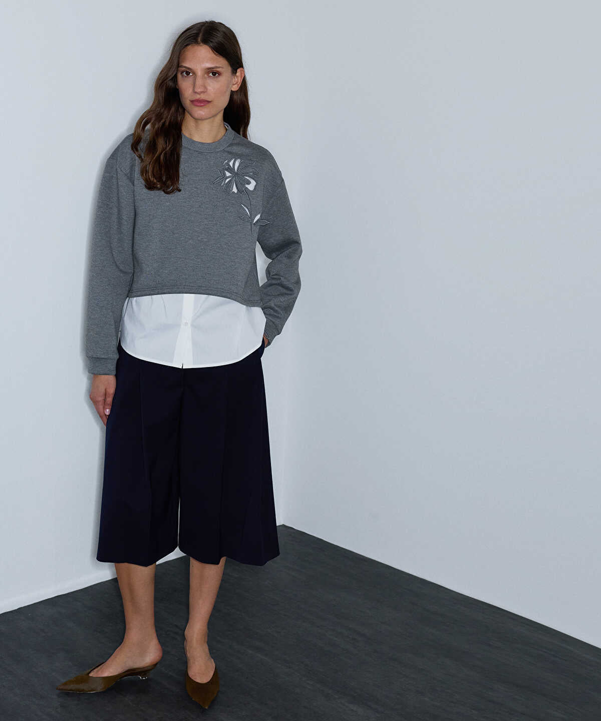 Layered-Effect Cutout Sweatshirt