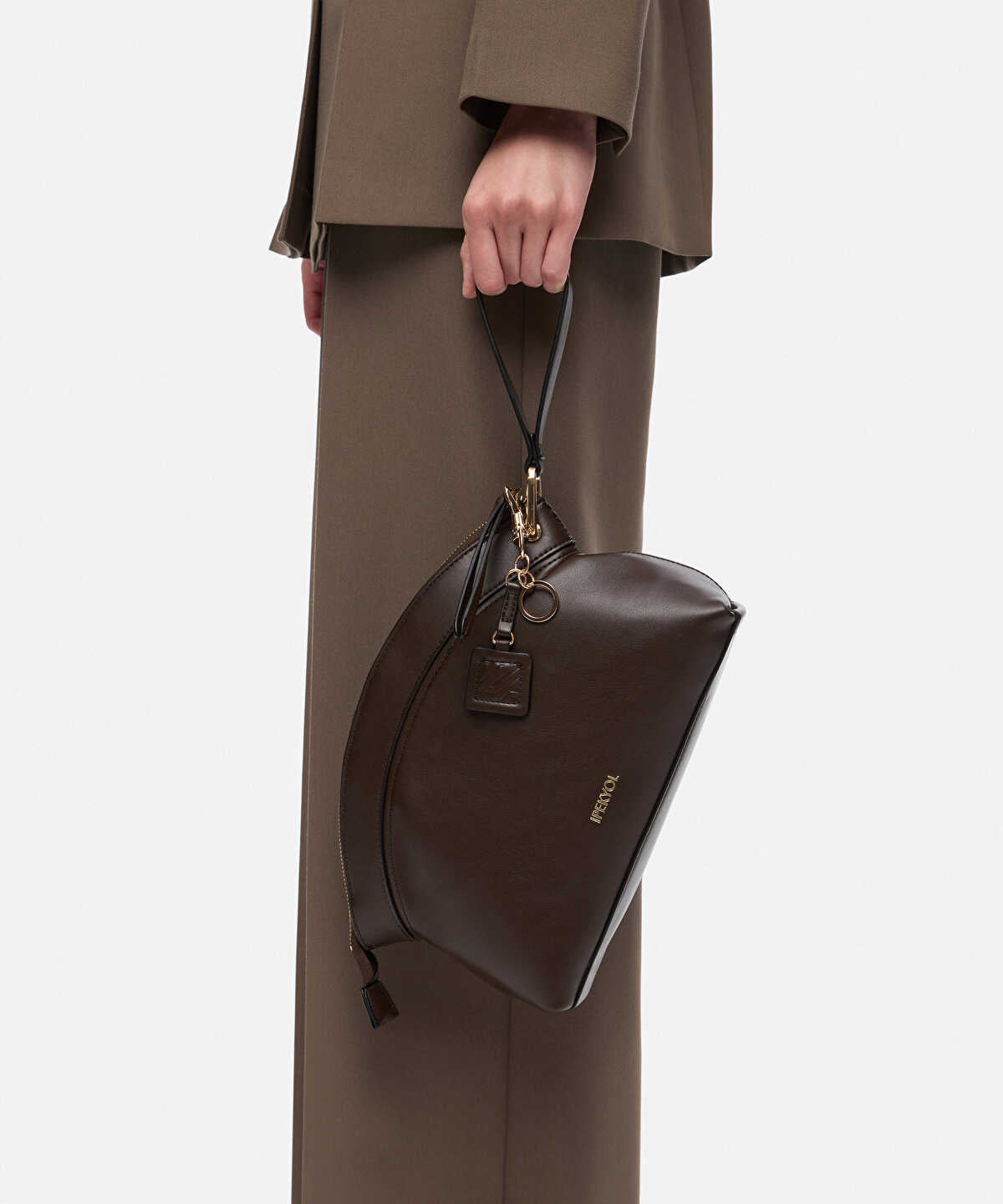 Leather-Effect Clutch with Logo Print