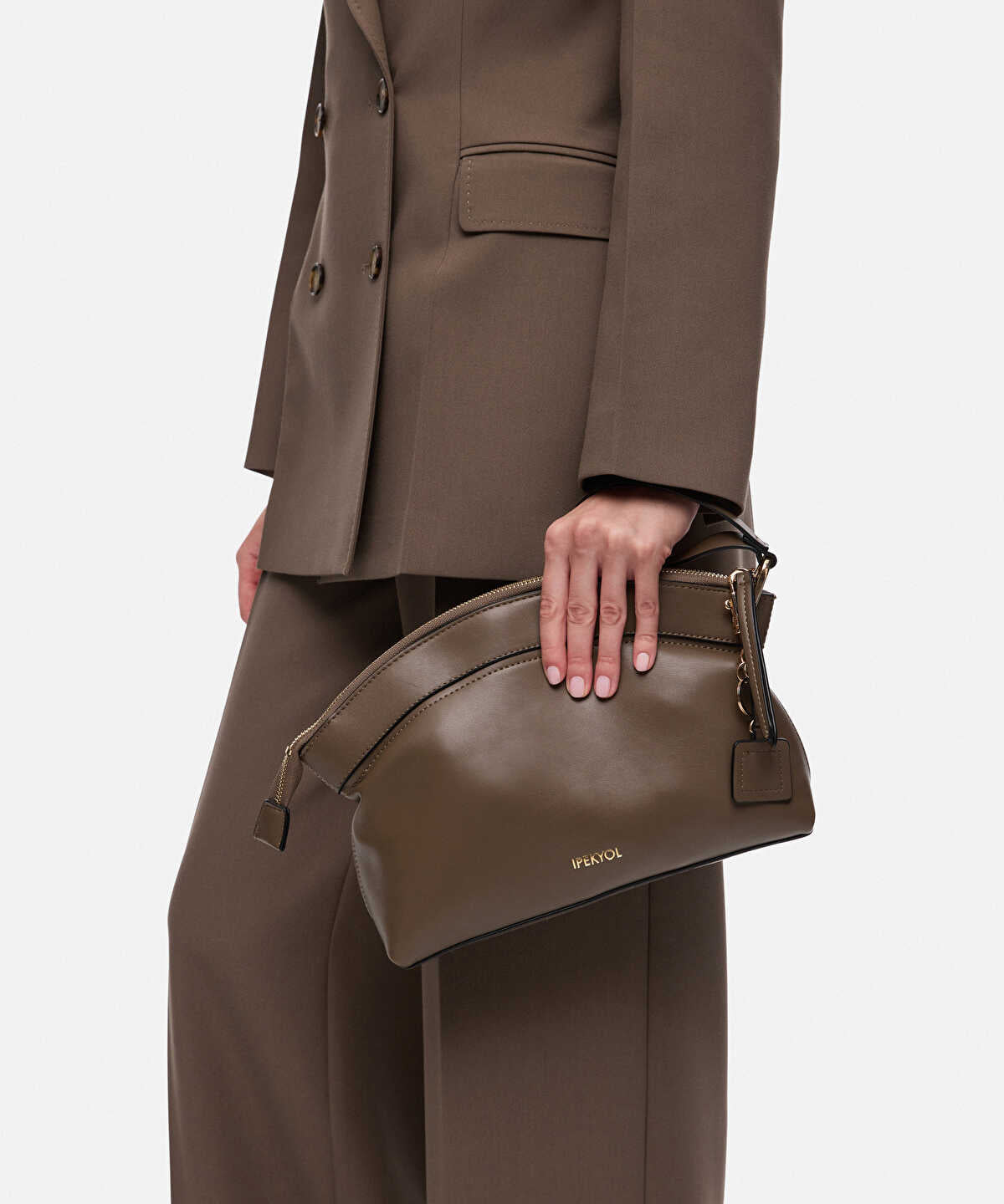 Leather-Effect Clutch with Logo Print
