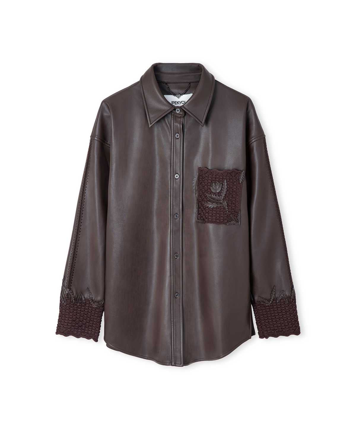 Leather-Effect Overshirt with Applique