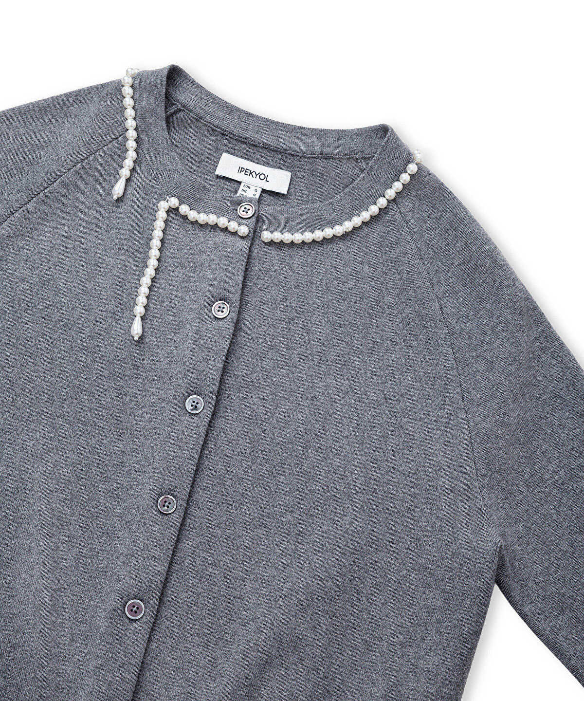 Faux-Pearl Collar Cardigan