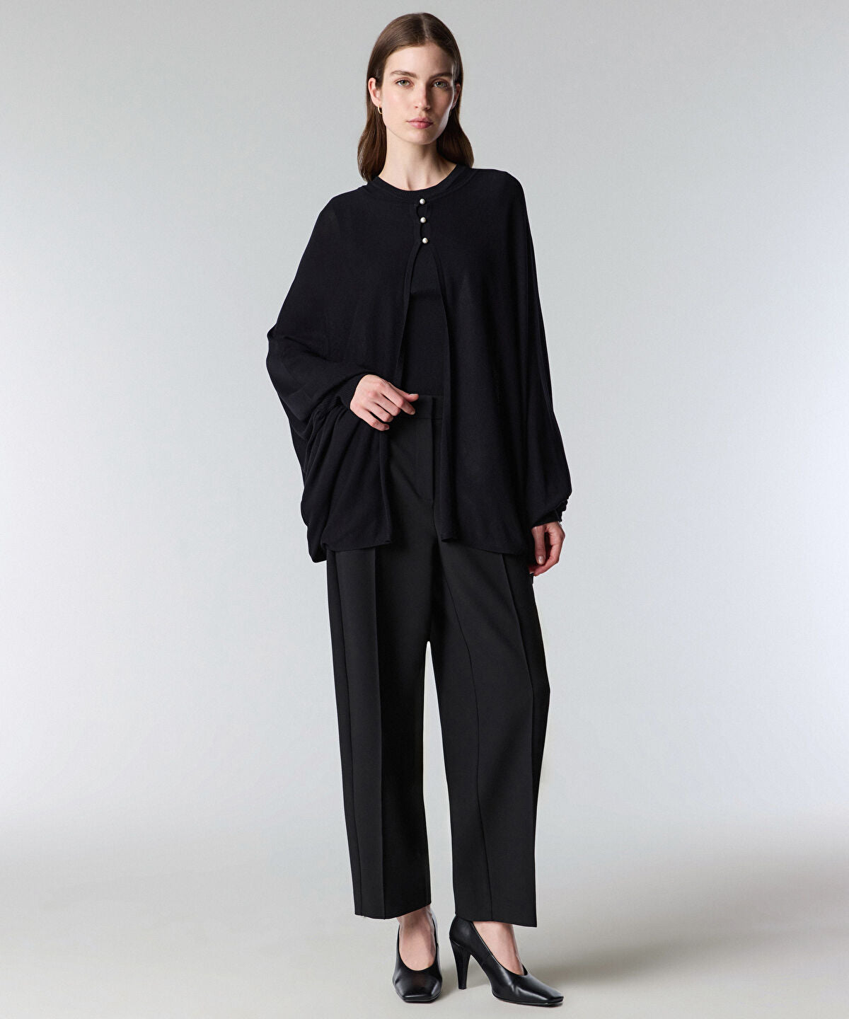 Faux-Pearl Button Knit Cardigan