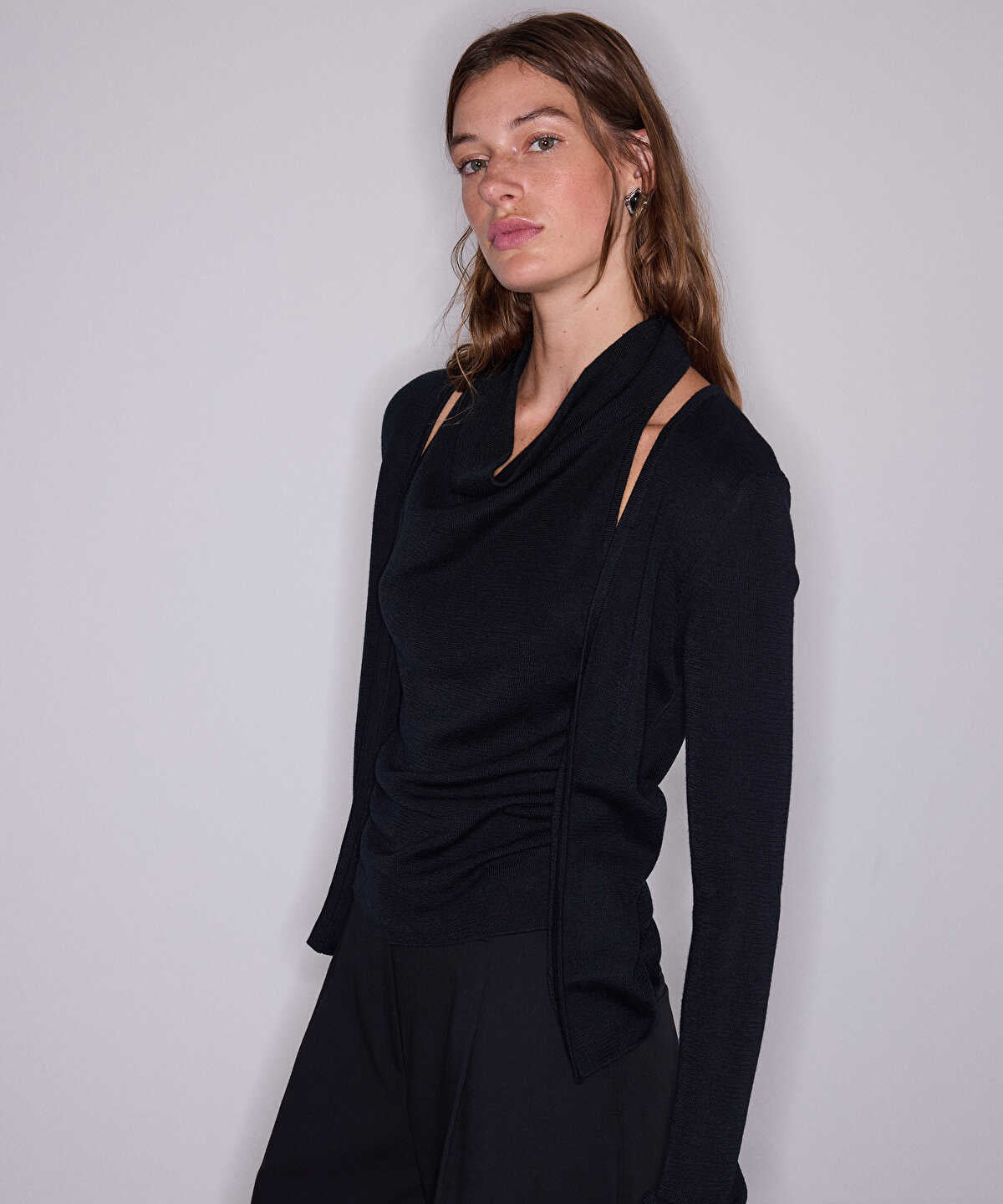 Two-Piece Effect Wool-Blend Cardigan