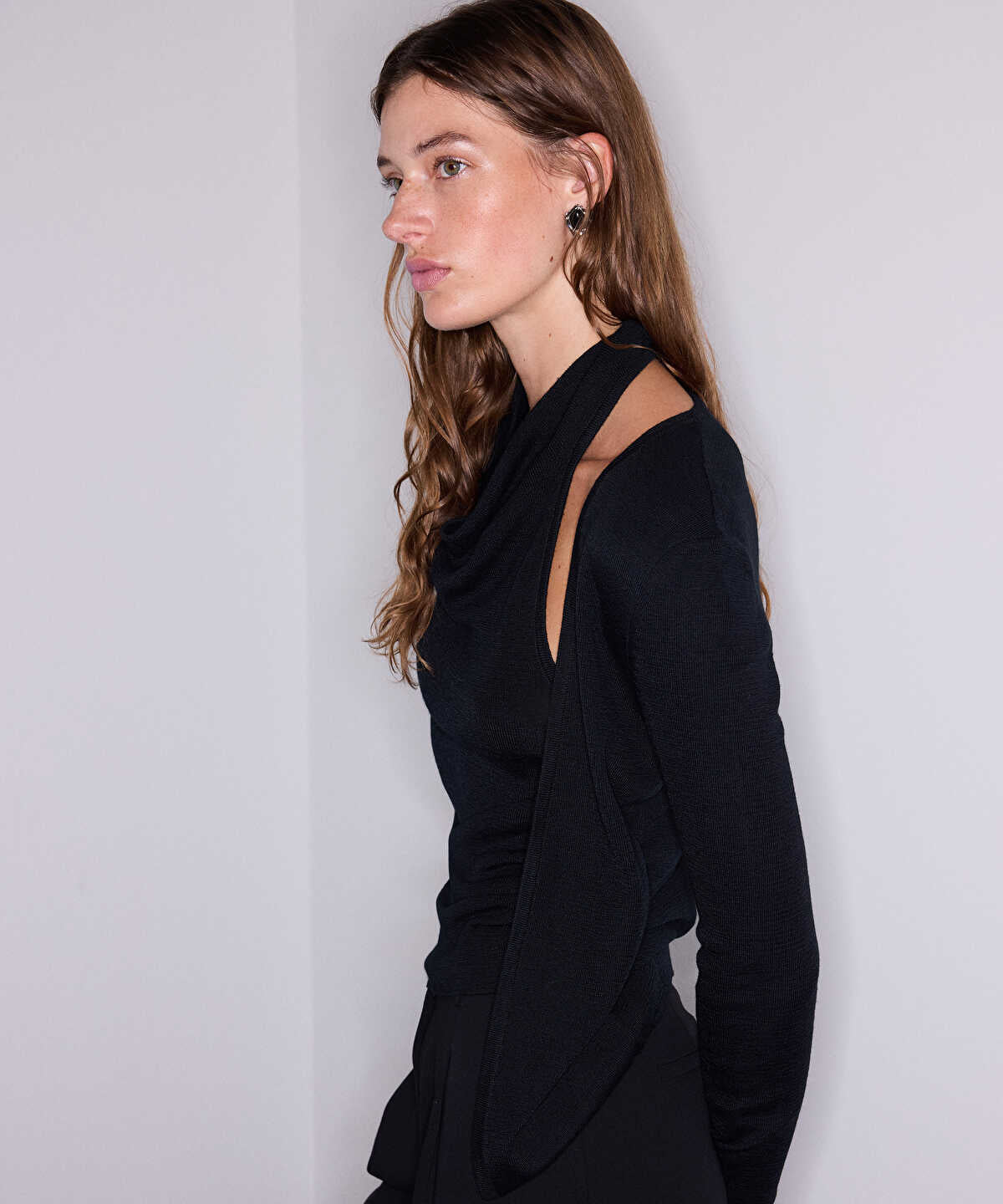 Two-Piece Effect Wool-Blend Cardigan