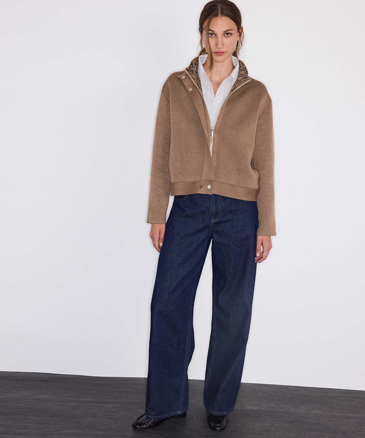 High-Neck Bomber Cardigan