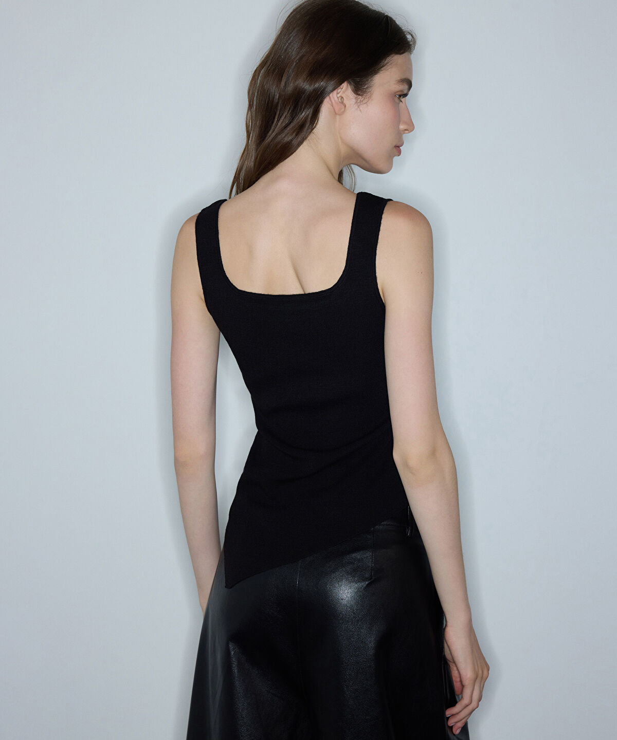 Asymmetric-Hem Knit Top