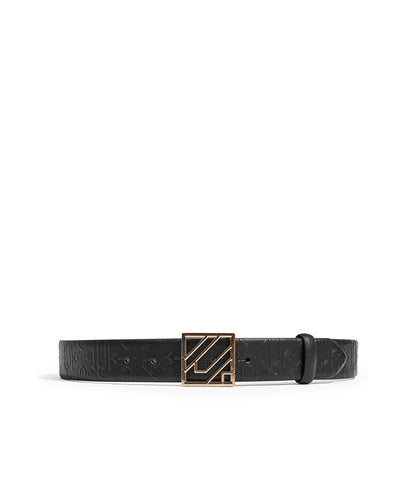 Monogram Buckle Leather Belt