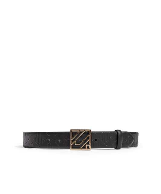 Monogram Buckle Leather Belt