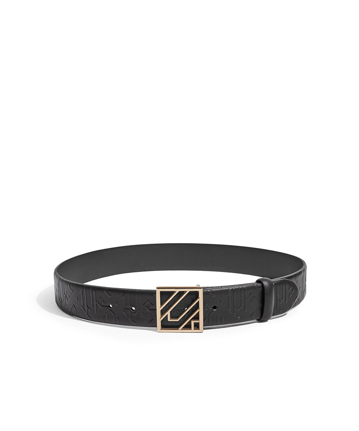 Monogram Buckle Leather Belt