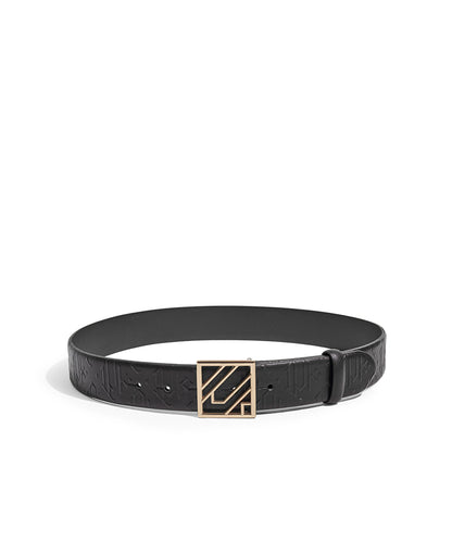 Monogram Buckle Leather Belt