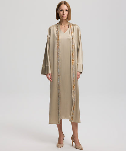V-neck midi dress