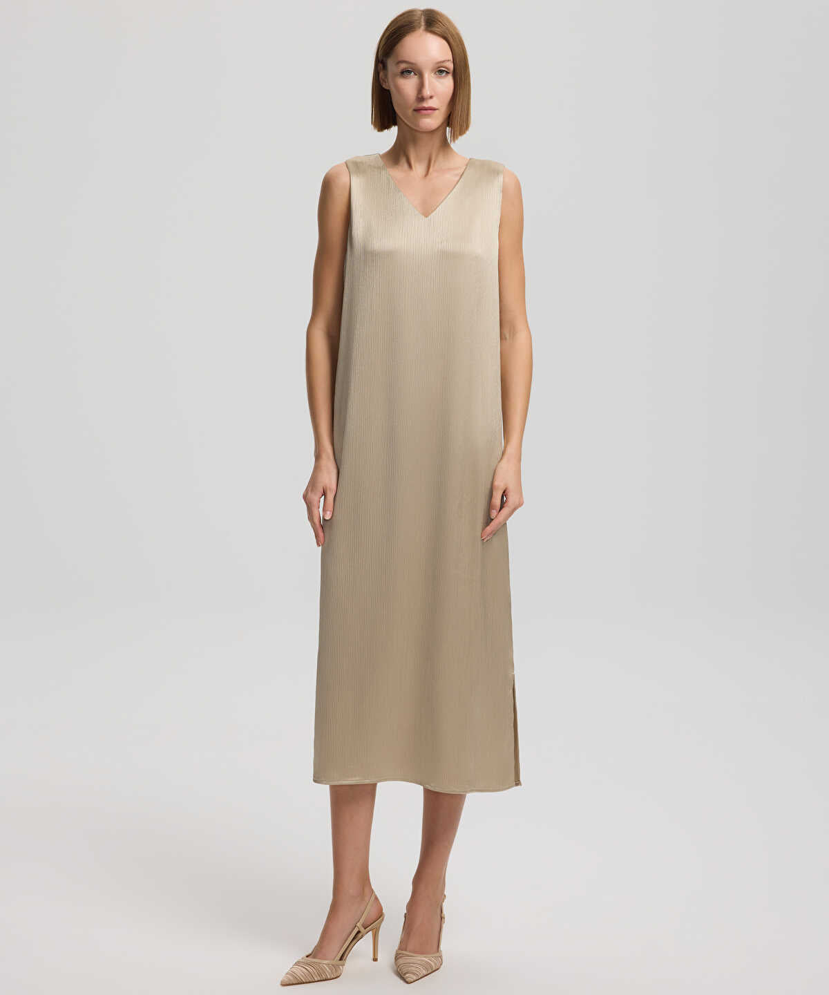 V-Neck Midi Dress
