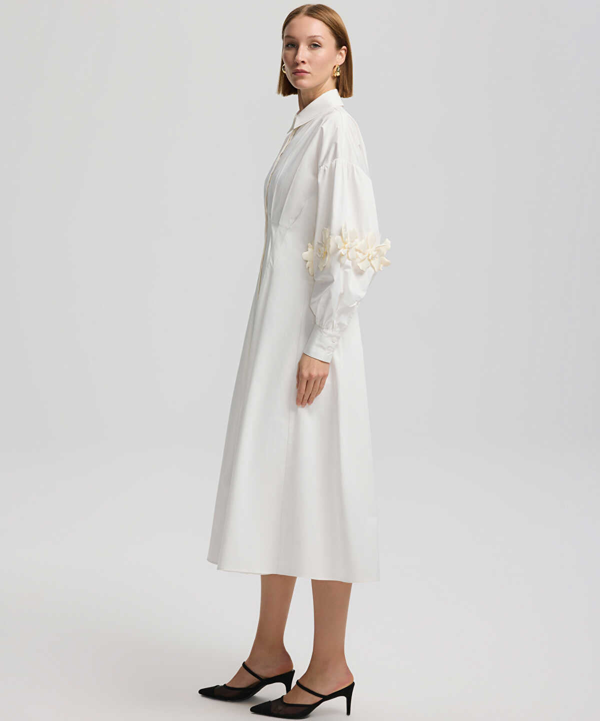 Midi Dress With Raised Flowers