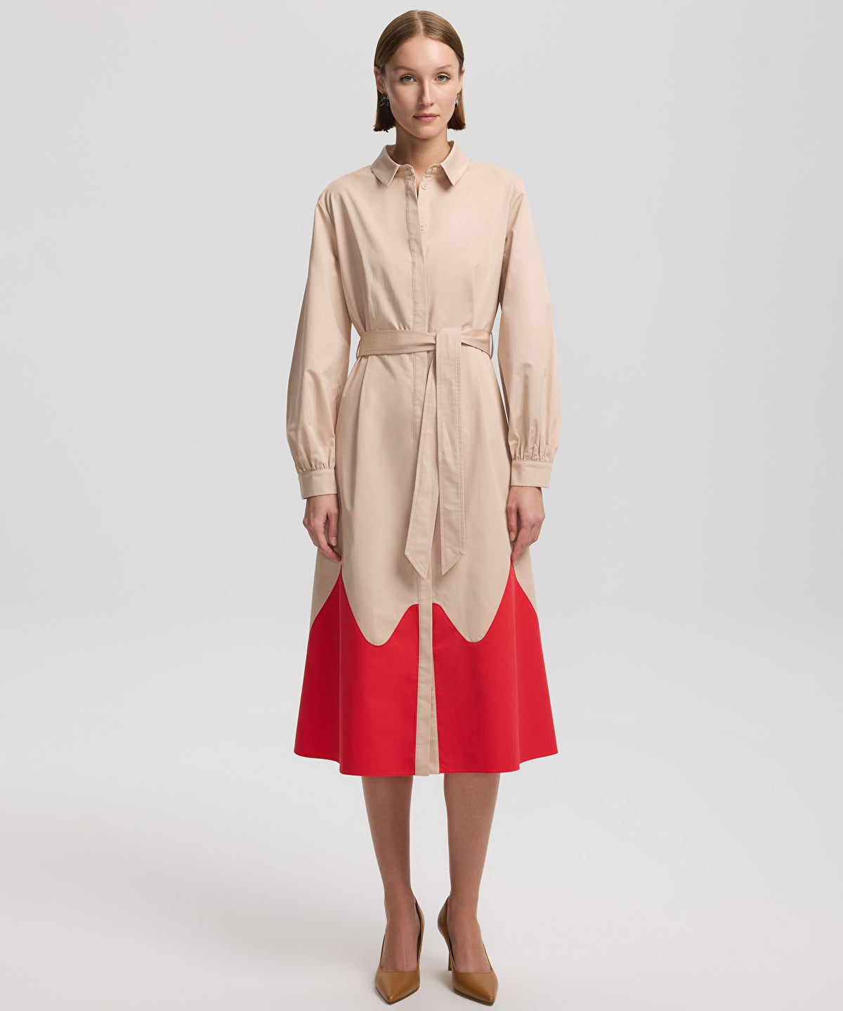 Zoomed Color Block Poplin Dress