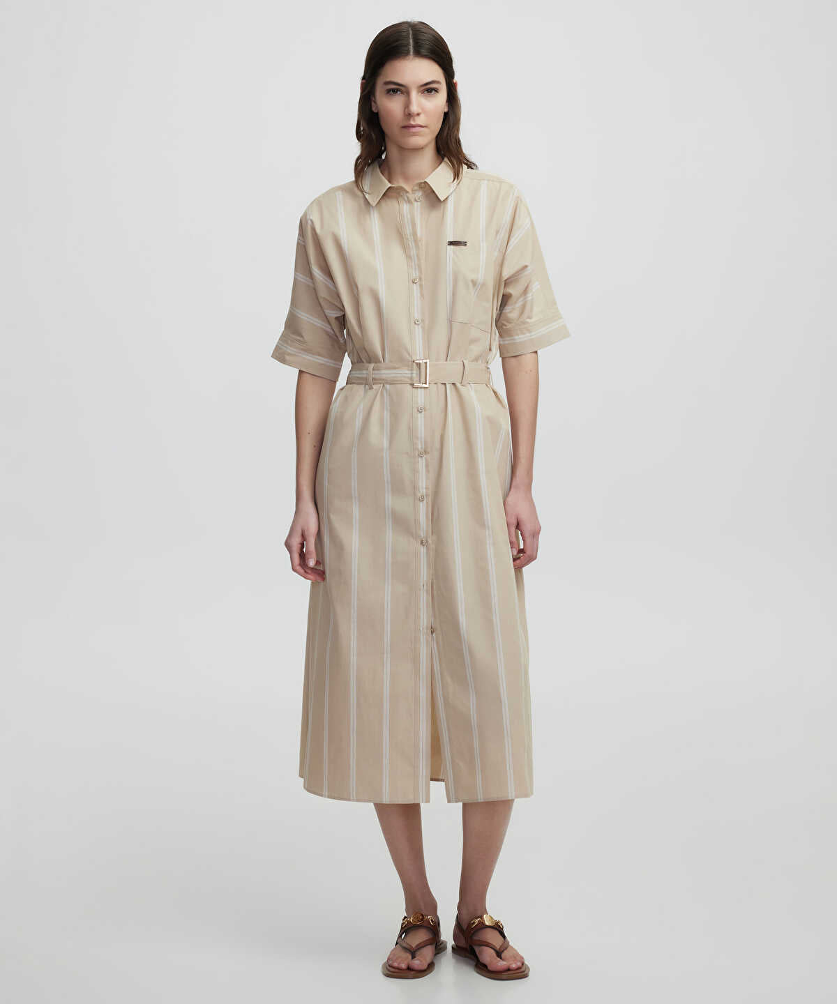 Striped Poplin Dress