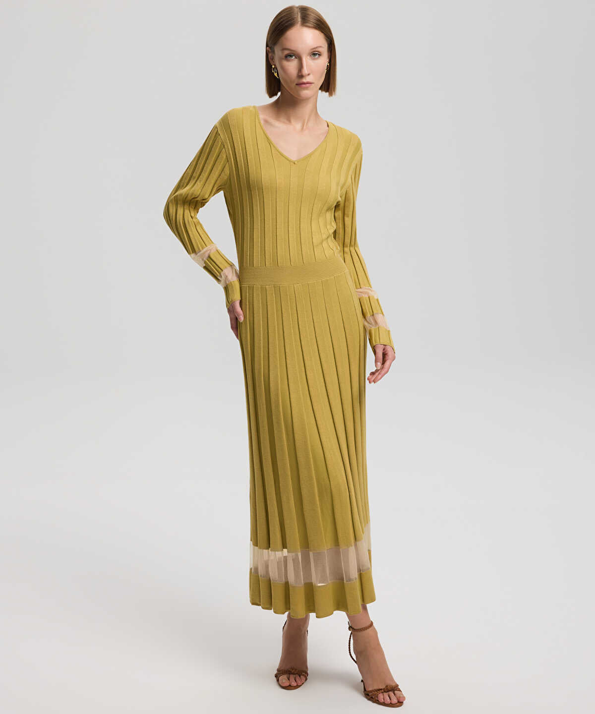 Sheer Detailing Knit Dress