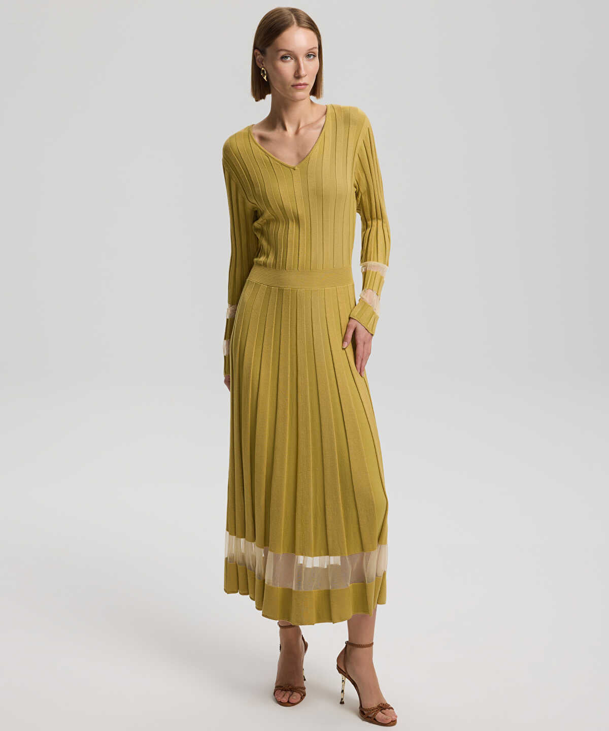 Sheer Detailing Knit Dress