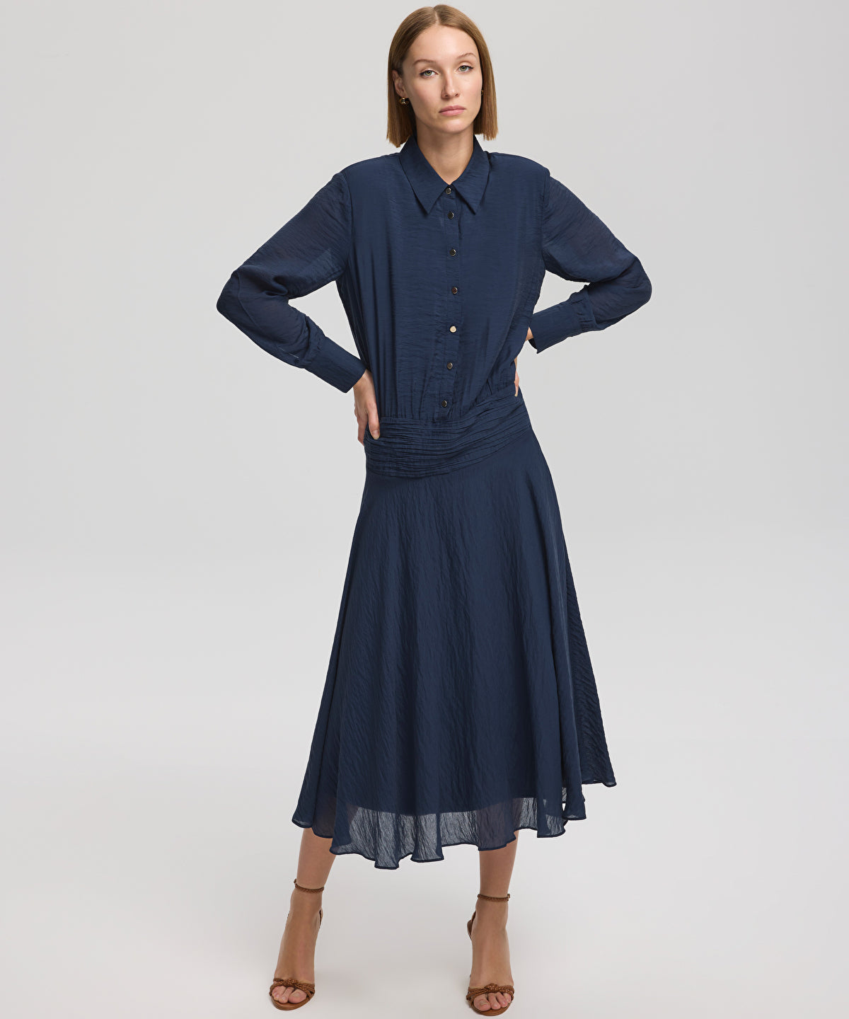 Zoomed Draped Midi Dress