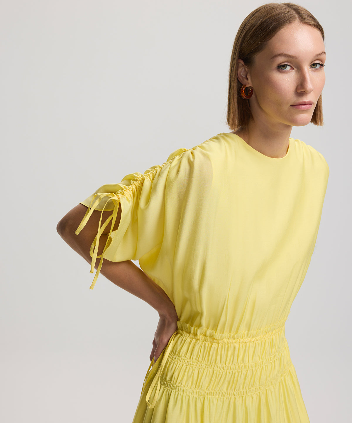 Drawstring detailed dress