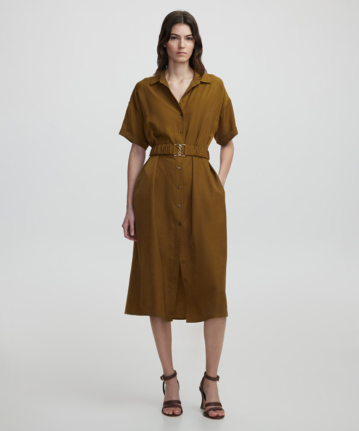 Zoomed Belted Shirt Dress