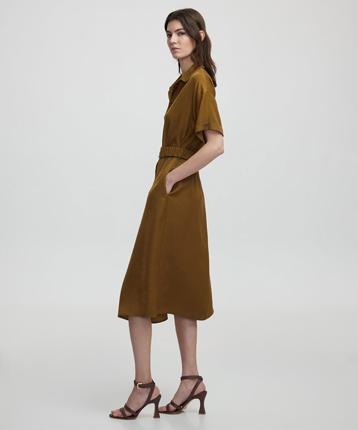 Zoomed Belted Shirt Dress