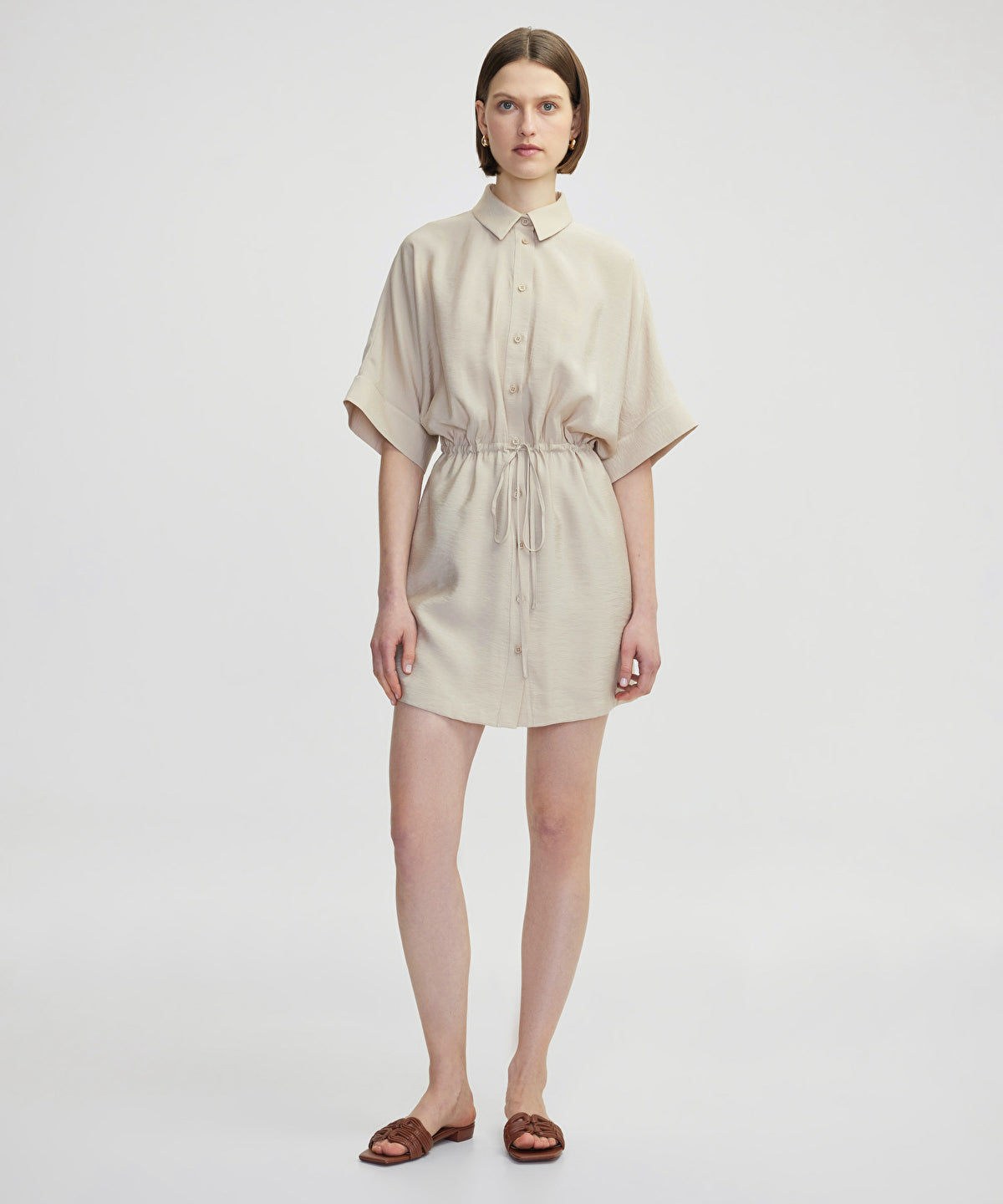 Zoomed Drawstring Shirt Dress