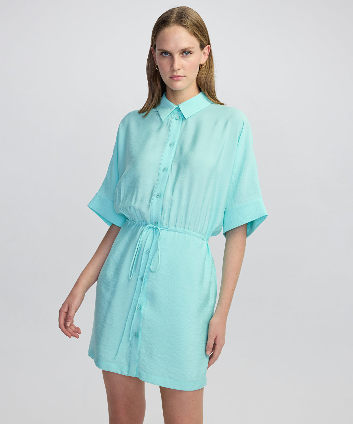 Drawstring Shirt Dress