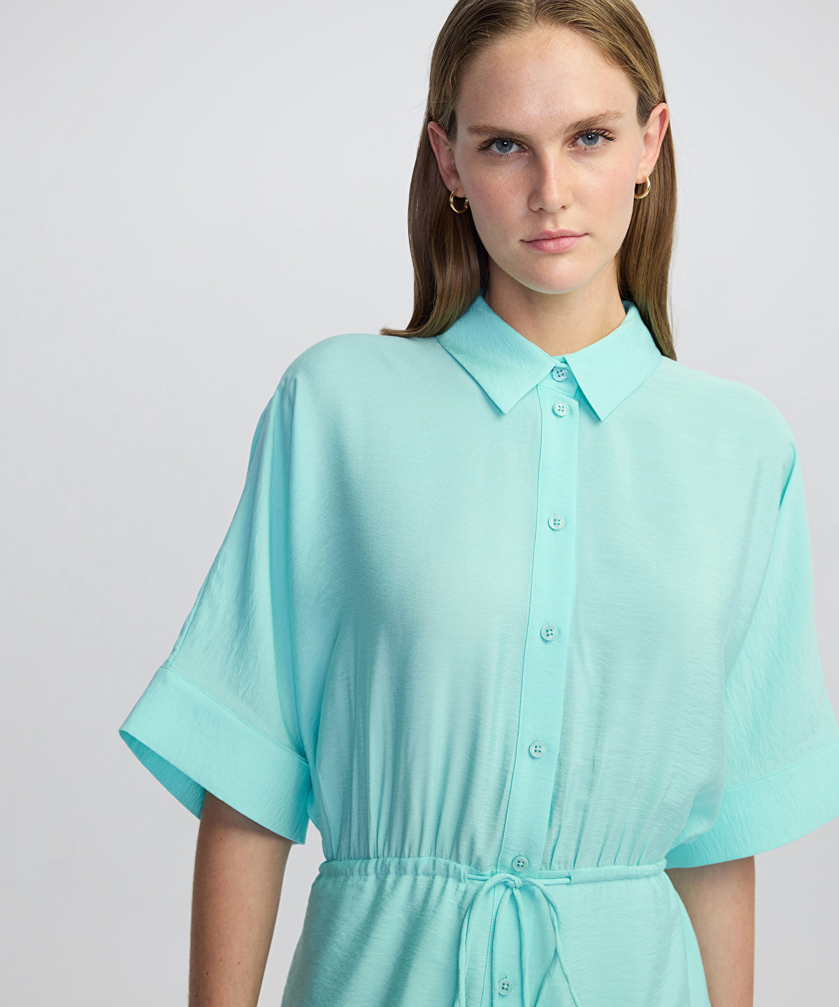 Drawstring Shirt Dress