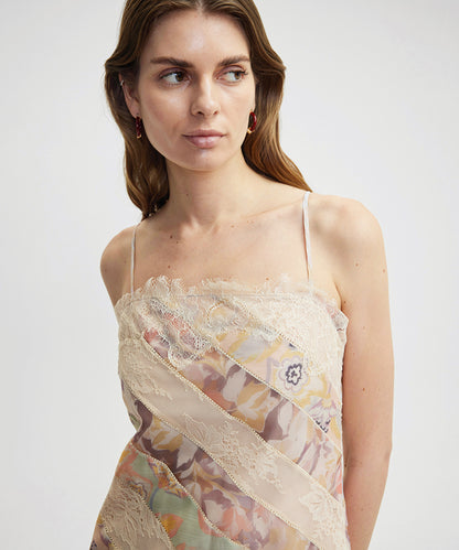 Lace Trim Printed Dress