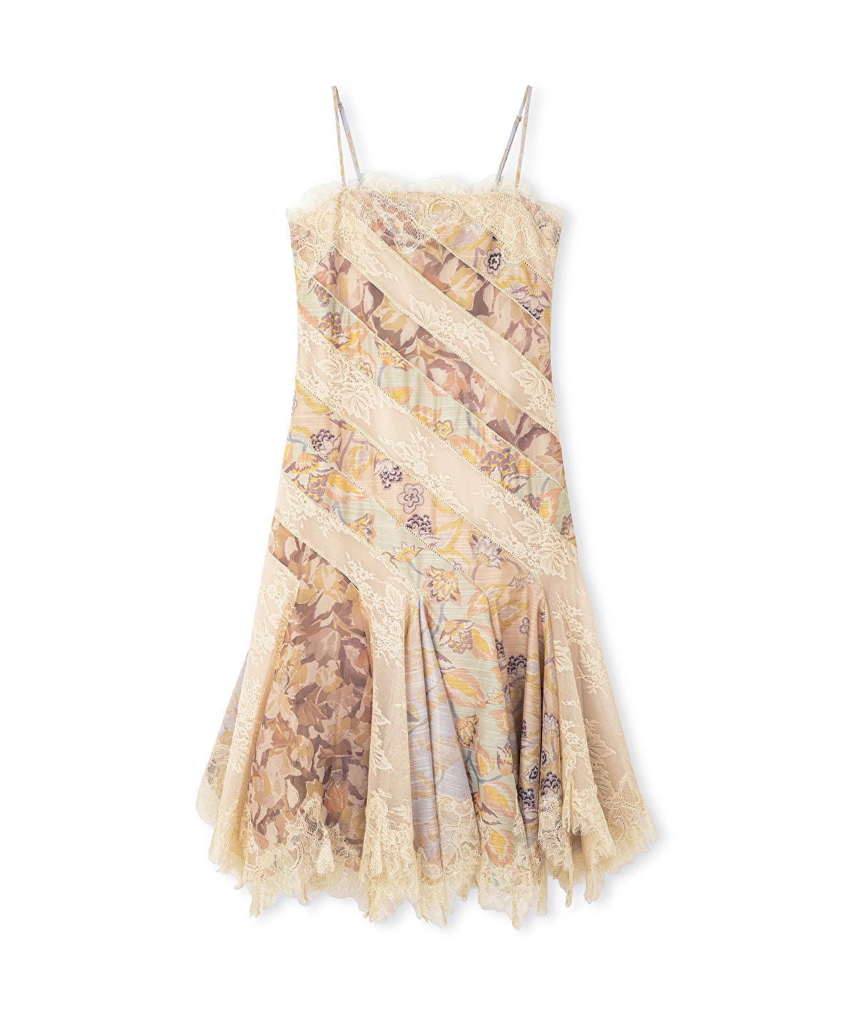 Lace Trim Printed Dress
