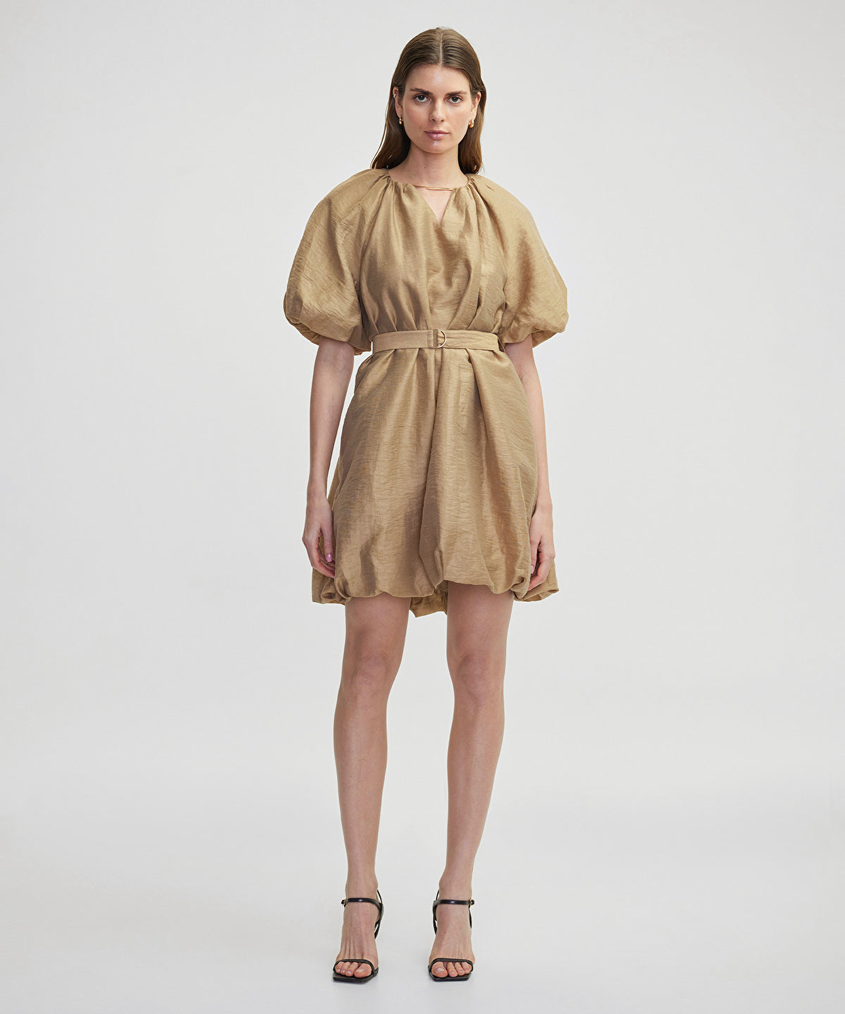 Puff Sleeve Dress With Chain