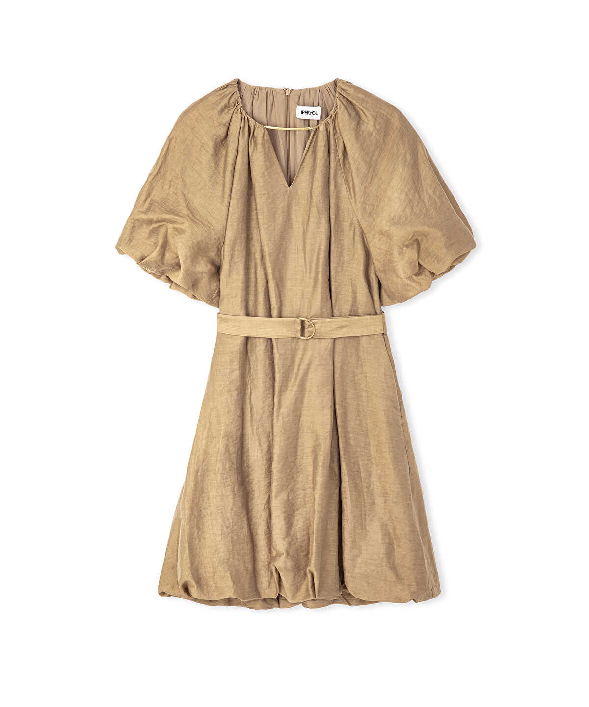 Puff Sleeve Dress With Chain