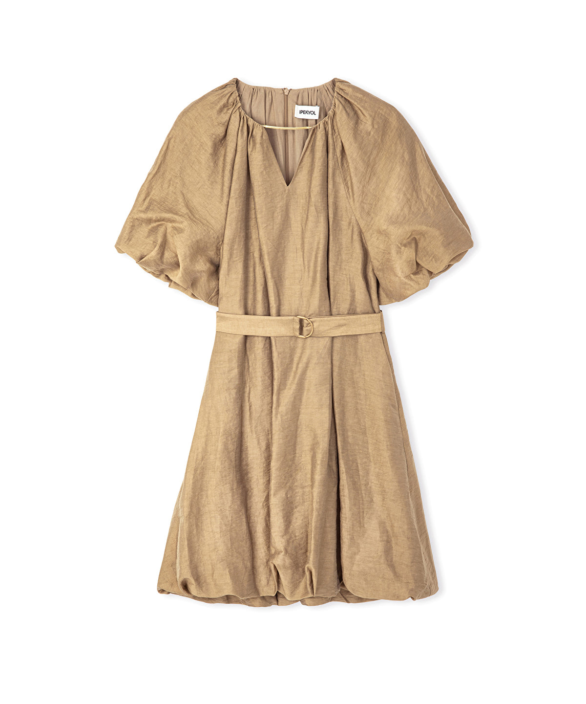 Puff Sleeve Dress With Chain
