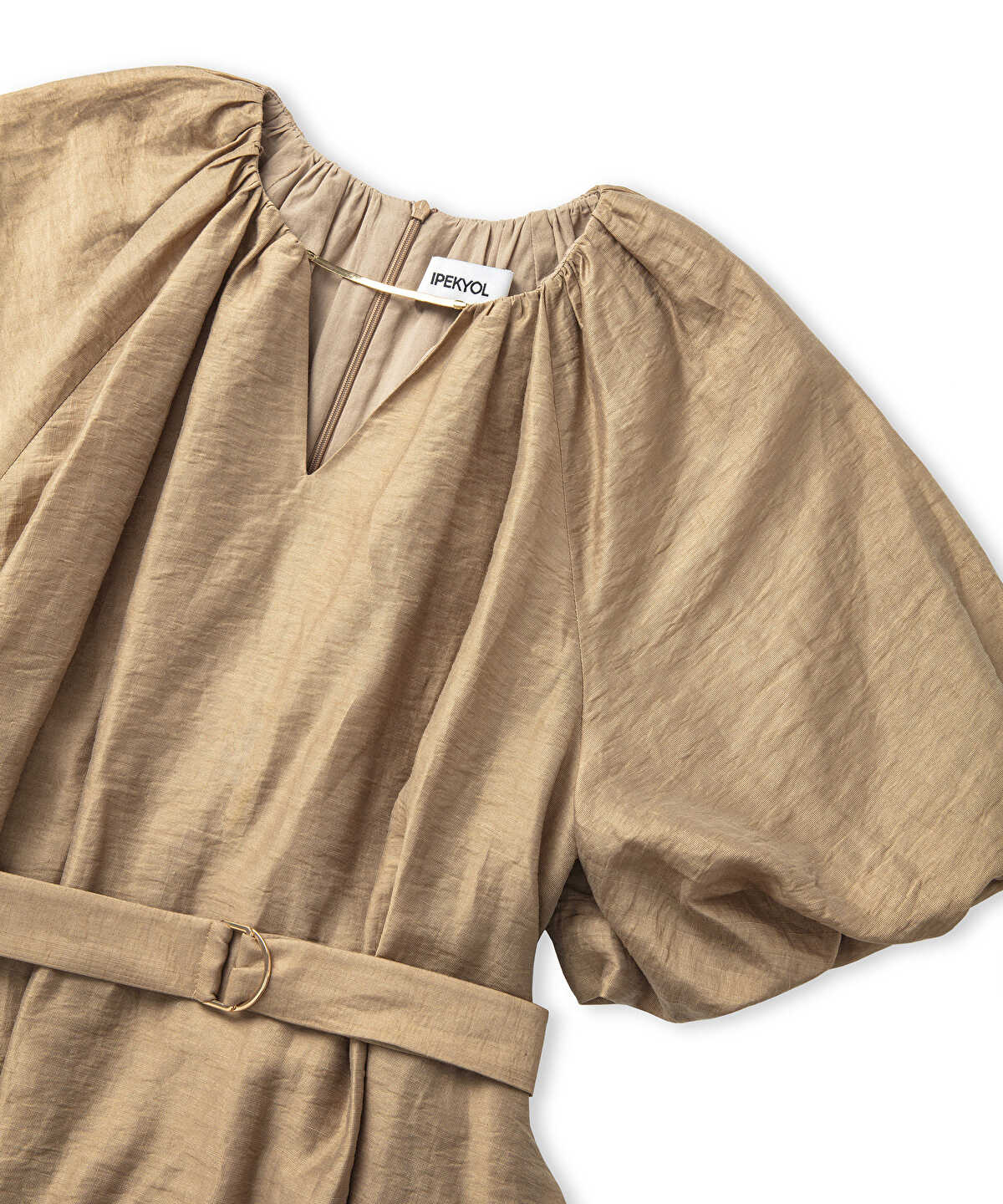Puff Sleeve Dress With Chain