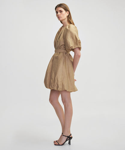Puff Sleeve Dress With Chain