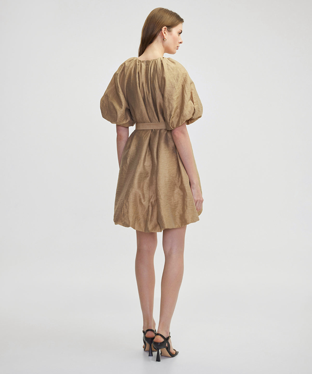 Puff Sleeve Dress With Chain