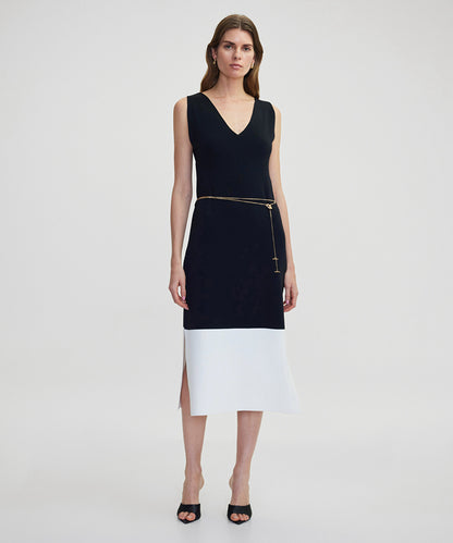 Knit Dress With Chain Belt