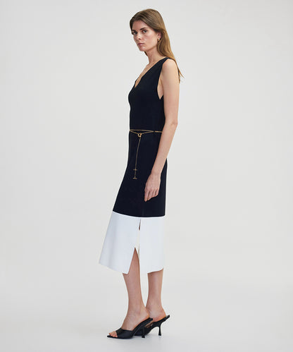 Knit Dress With Chain Belt