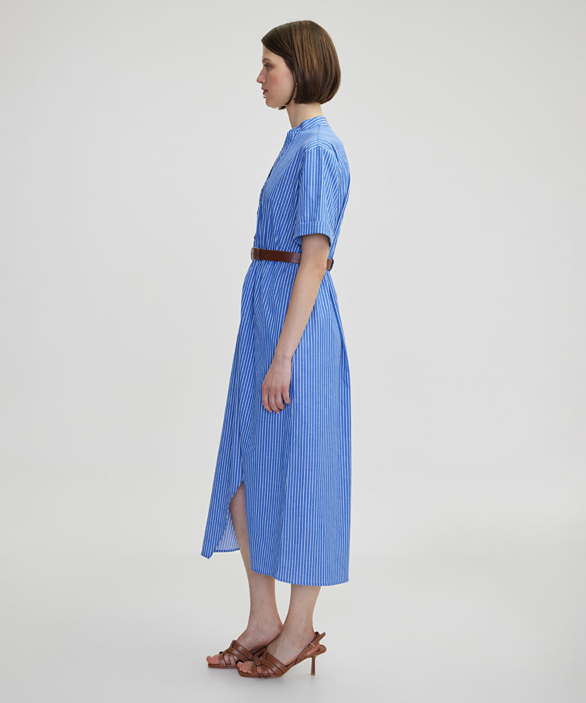 Zoomed Striped Dress With Contrasting Belt