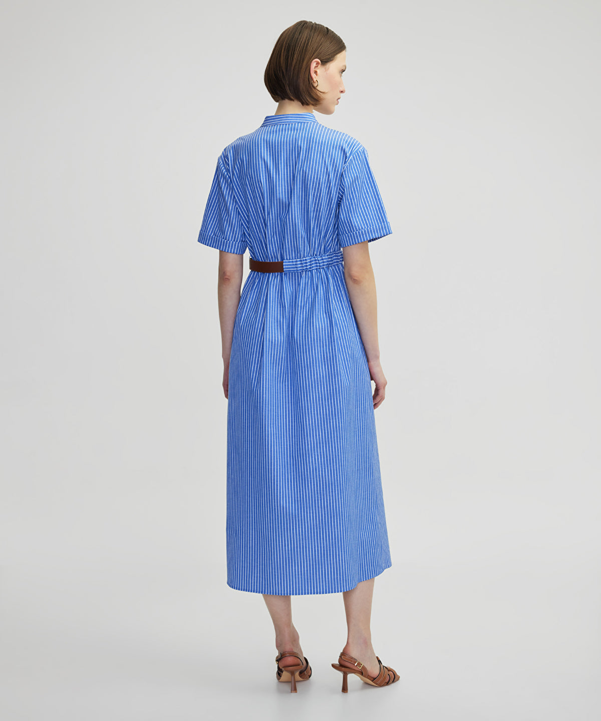 Zoomed Striped Dress With Contrasting Belt