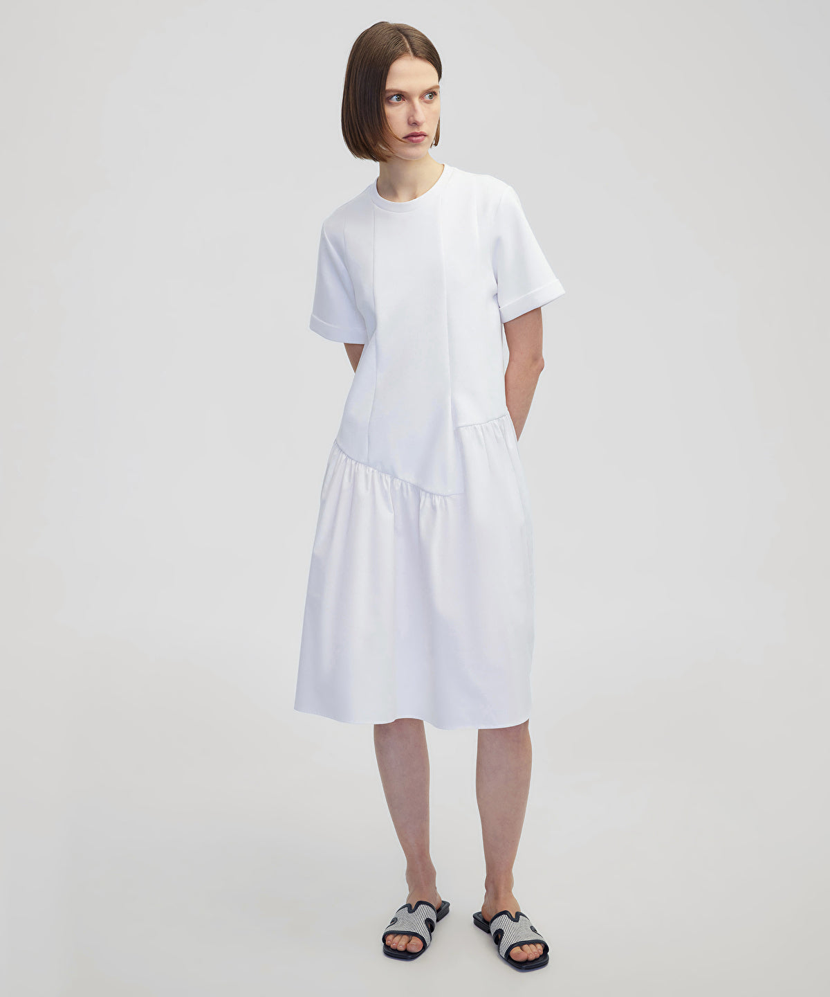 Zoomed Asymmetric Gathered Dress