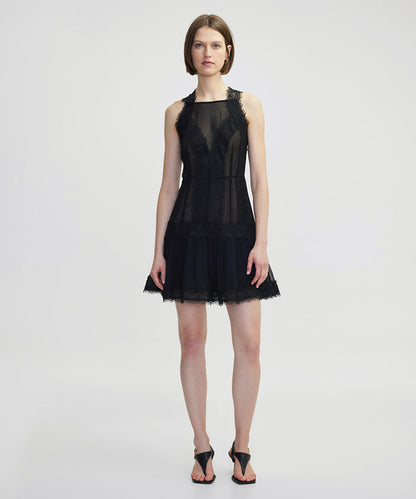 Lace Trim Halter Dress