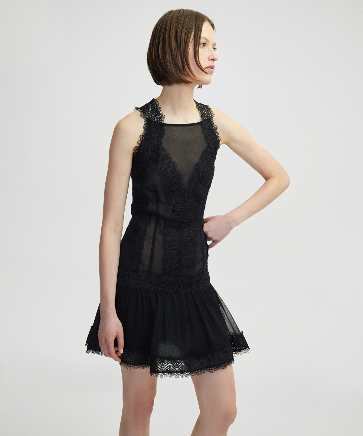 Lace Trim Halter Dress