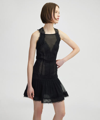 Lace Trim Halter Dress