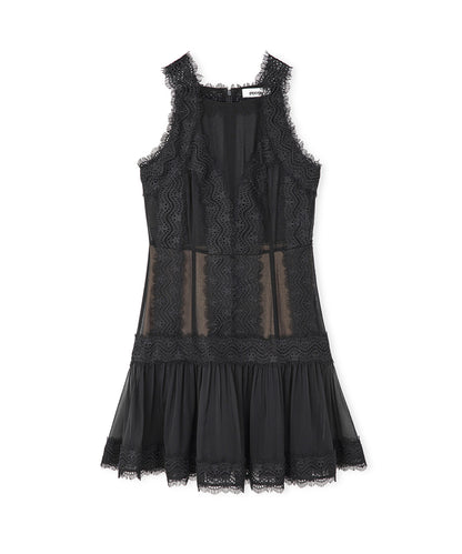 Lace Trim Halter Dress