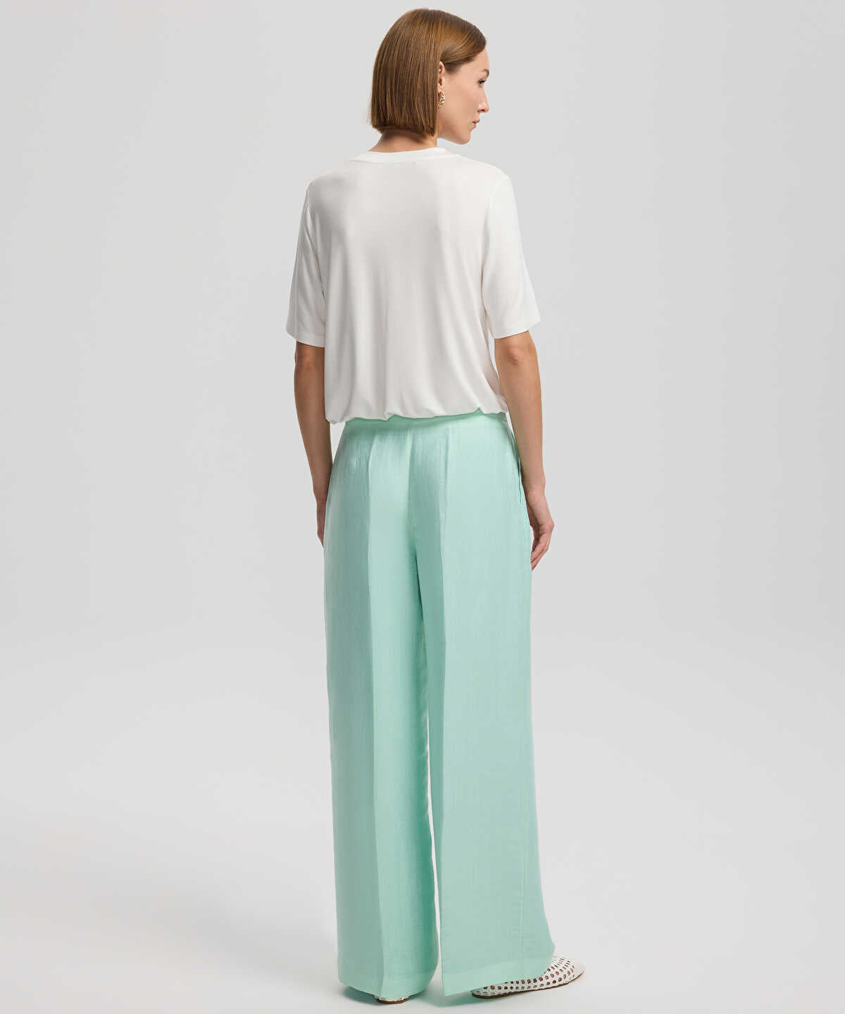Darted Wide-Leg Trousers