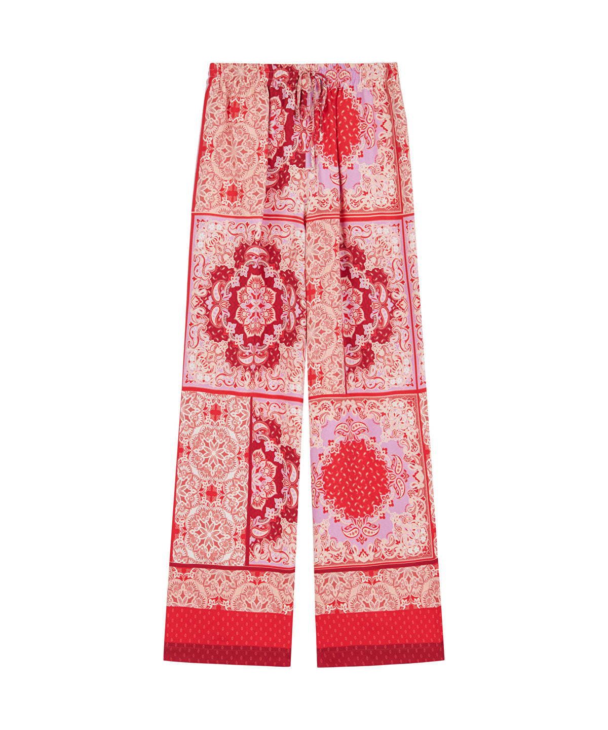 Printed trousers with drawstring