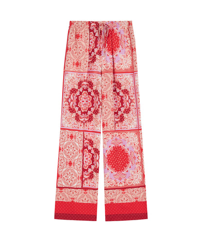 Printed trousers with drawstring