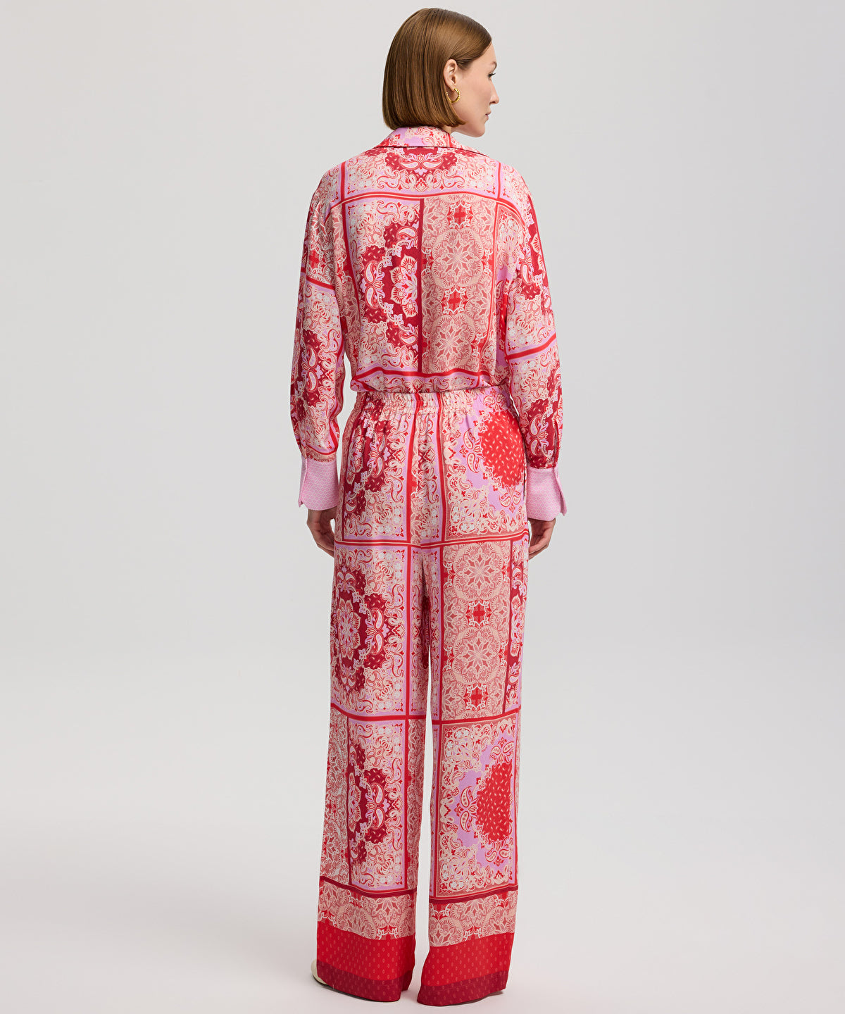 Printed trousers with drawstring