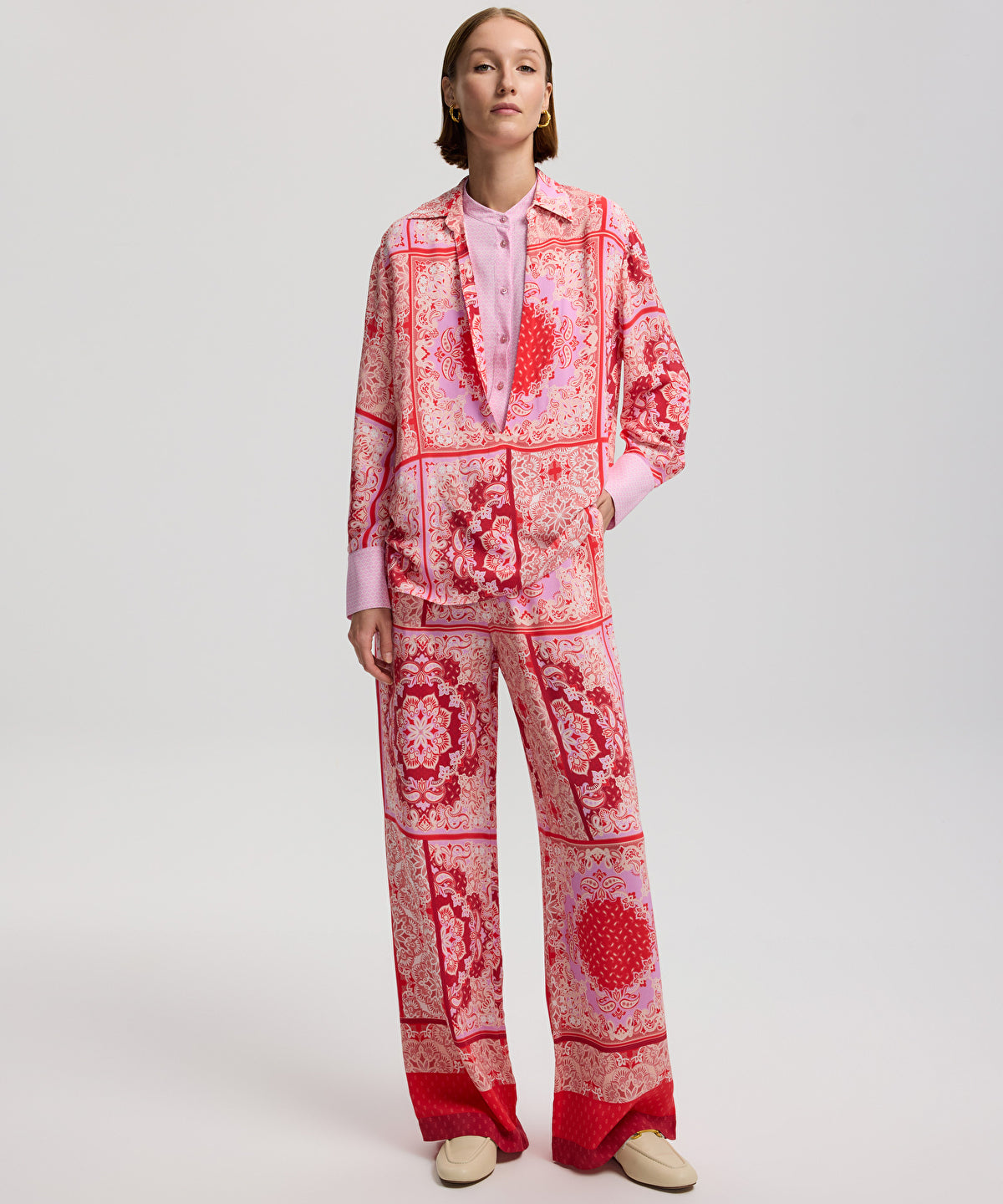 Printed trousers with drawstring